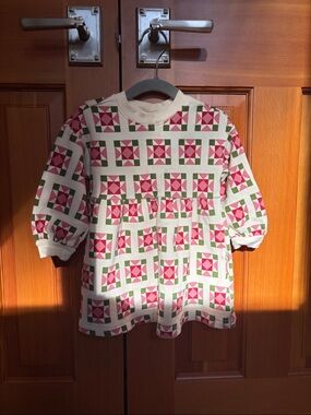 Hanna Andersson Cream Dress with Pink & Green Patchwork 2T EUC Small Mark